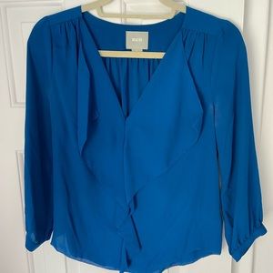 Anthropologie Maeve Parted Ruffle Top